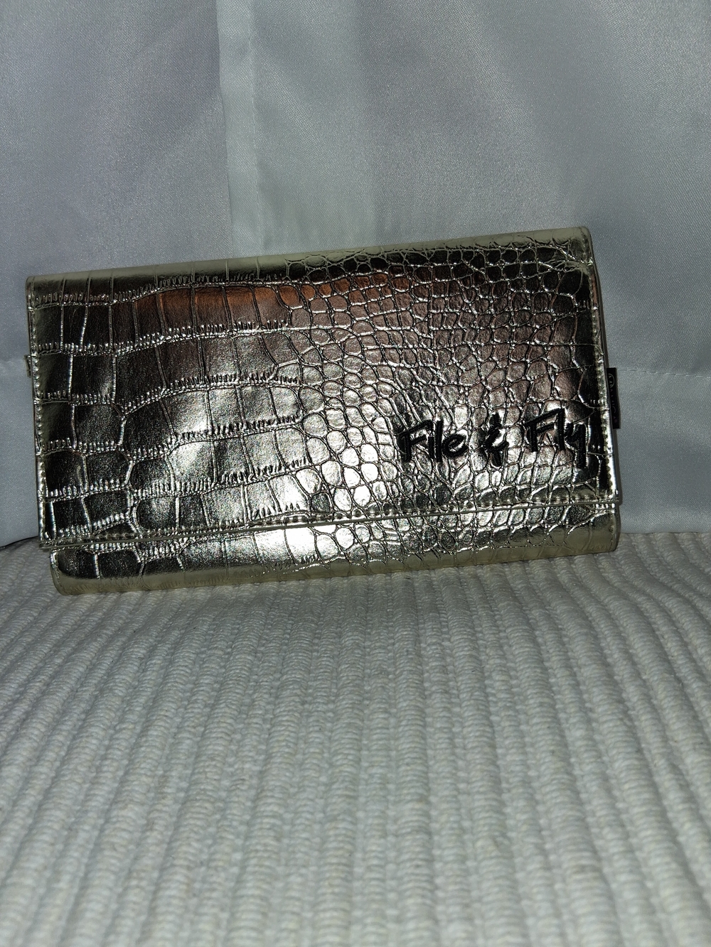 Miamica "File & Fly" Travel Document Organizer Wallet – Metallic Gold Croc